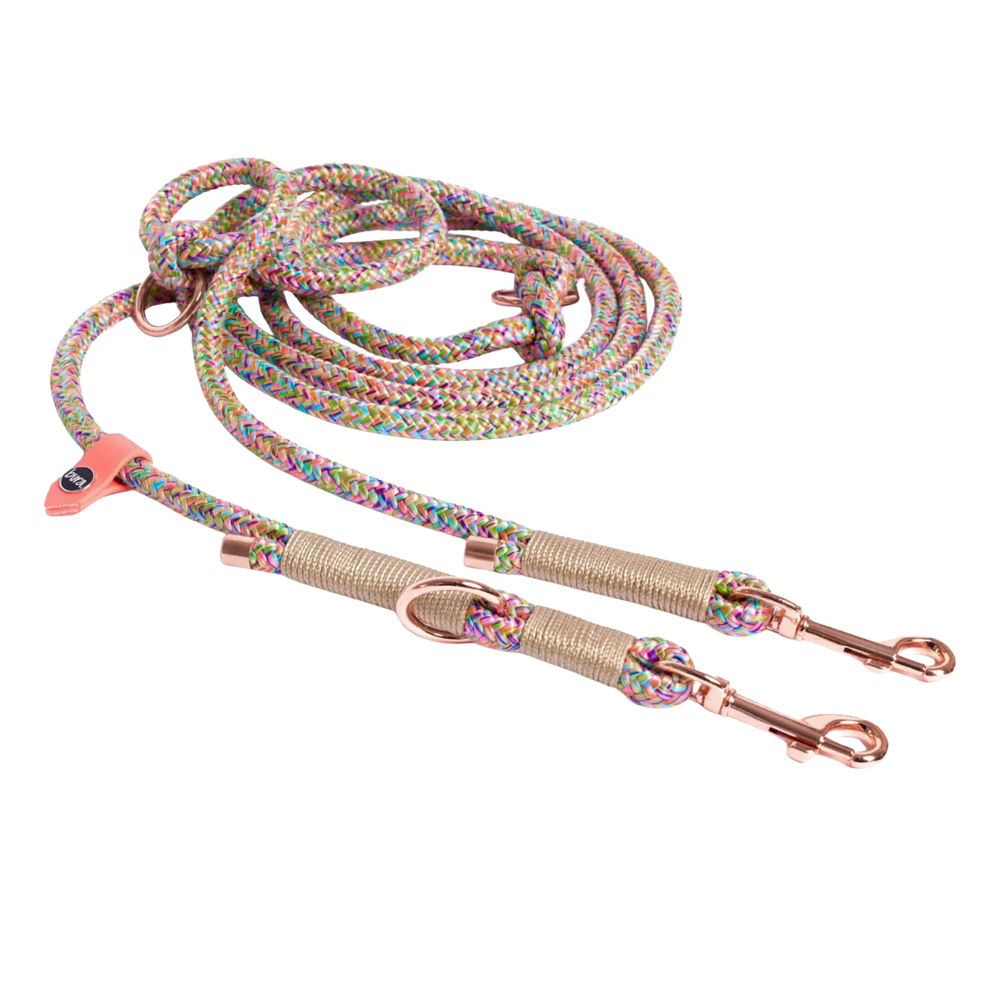 Smycz przepinana linowa dla psa, beżowy mix / Psiutti frutti BURA