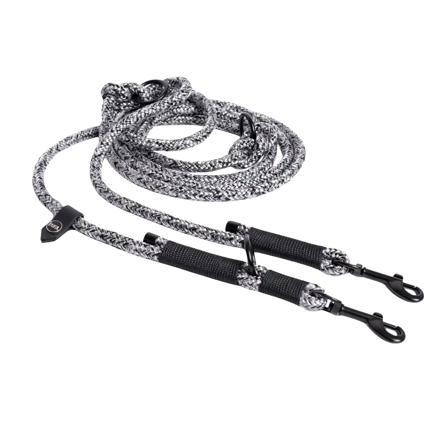 Smycz przepinana linowa dla psa, czarny mix / dog in BLACK BURA