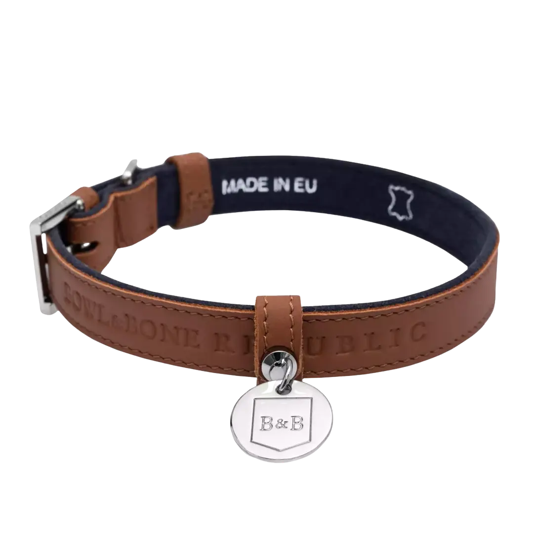 Obroża dla psa MONACO orzechowa Bowl & Bone