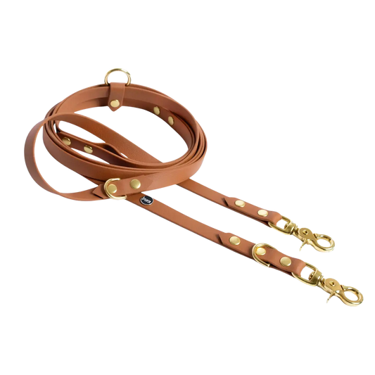 Smycz przepinana multifunkcyjna z Biothane dla psa, jasny brąz / dog on the ROCK BURA