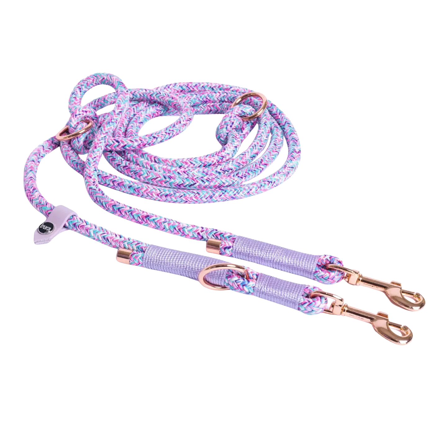 Smycz przepinana linowa dla psa, fioletowy mix  / time to be Unidog! BURA