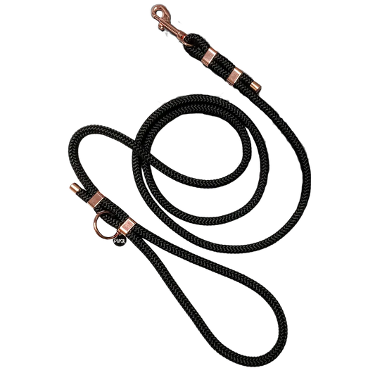 Smycz miejska linowa dla psa, czarny / COCO Psianel BURA