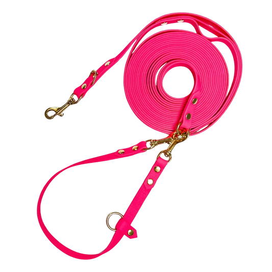 Linka treningowa dla psa z taśmy HEXA, neonowy róż BURA