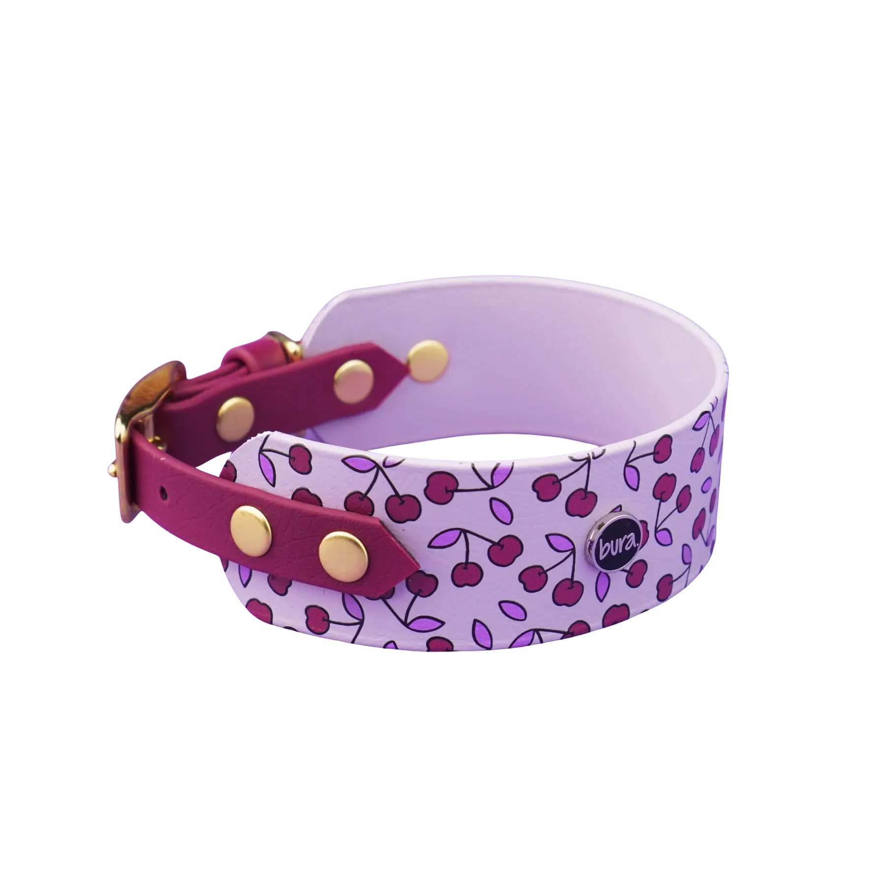 Obroża dla Charta na sprzączkę, Wisienki / liliowy BURA