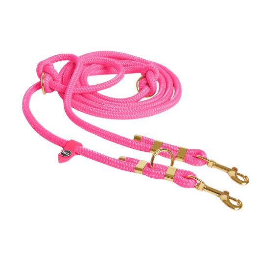 Smycz przepinana linowa dla psa, różowy / Pies&love BURA
