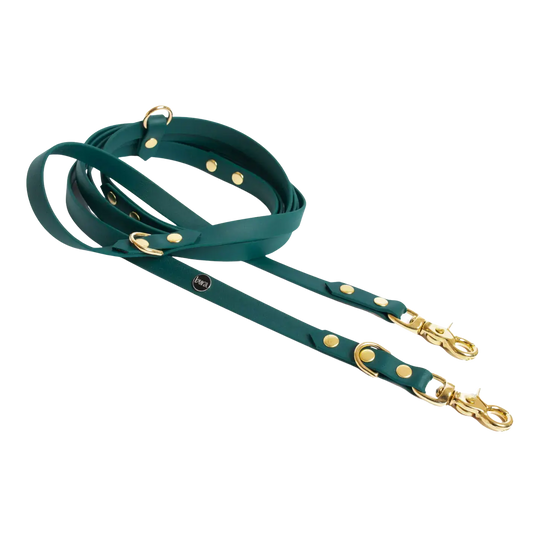 Smycz przepinana multifunkcyjna z Biothane dla psa, butelkowa zieleń / born to be wild... DOG BURA