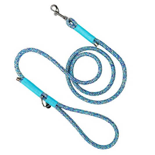 Smycz miejska linowa dla psa, niebieski mix / I'm buldog... da ba dee da ba daa BURA