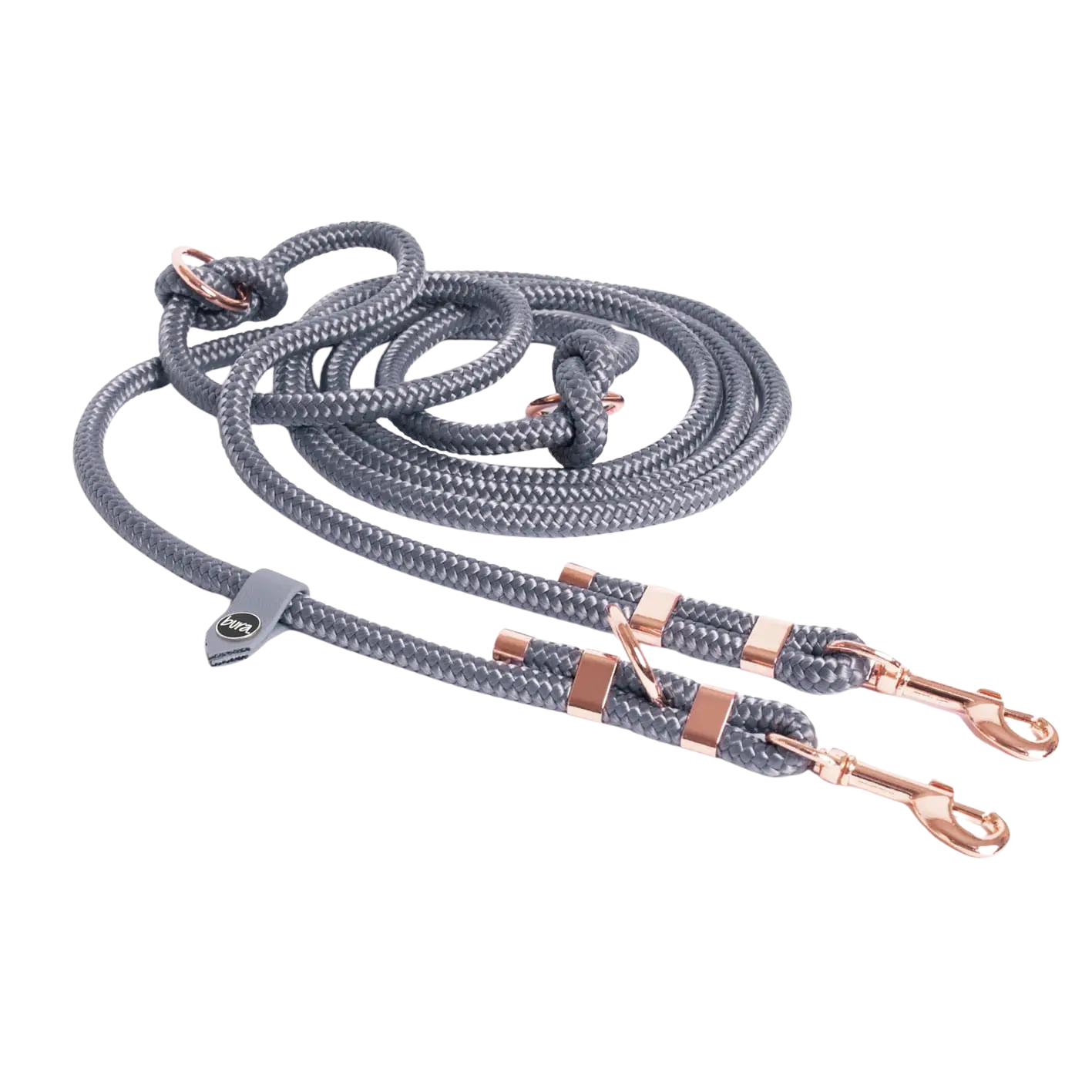 Smycz przepinana linowa dla psa, szary / szaroBURA BURA