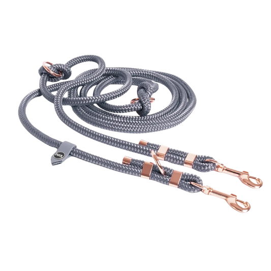 Smycz przepinana linowa dla psa, szary / szaroBURA BURA