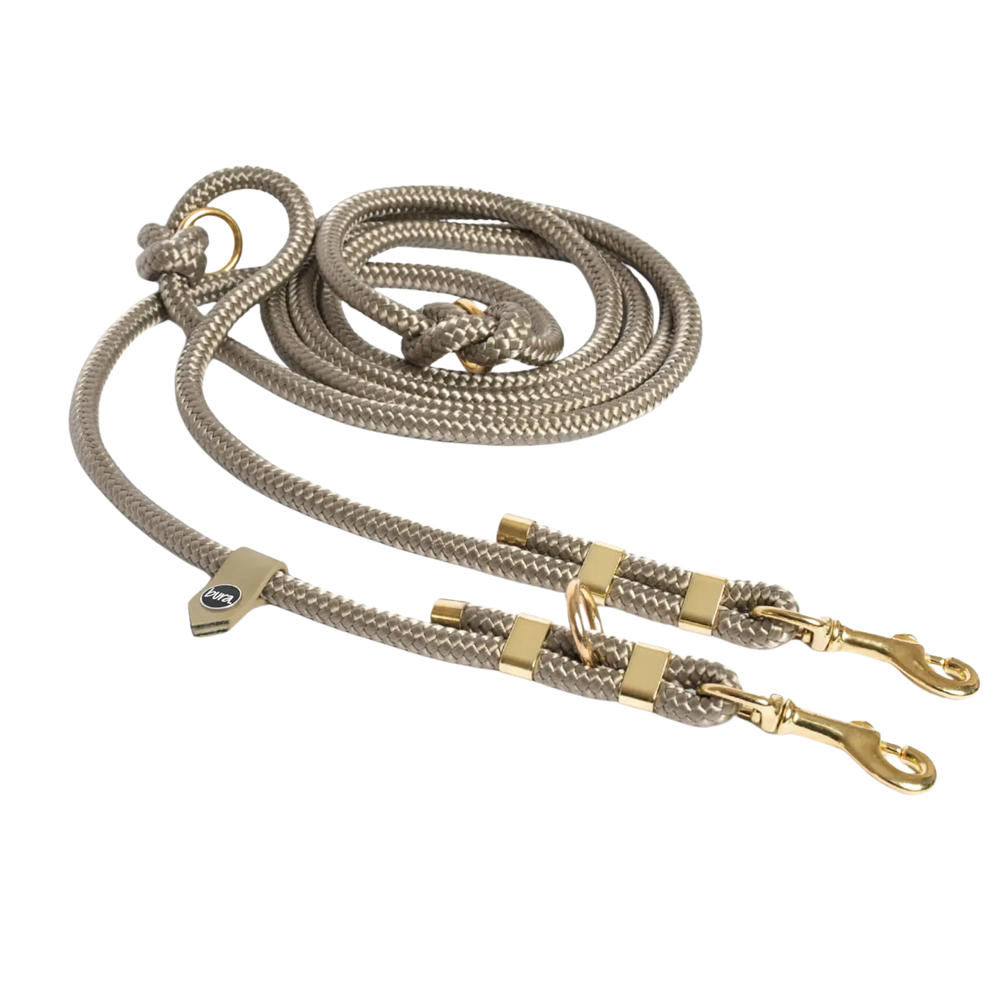 Smycz przepinana linowa dla psa, khaki / PSIAkość BURA