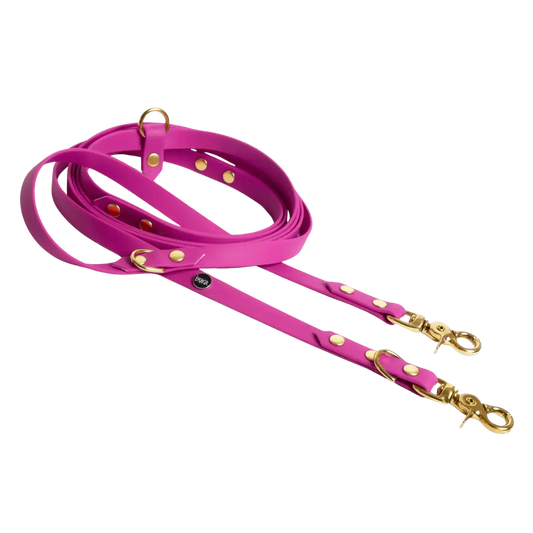 Smycz przepinana multifunkcyjna z Biothane dla psa, magenta / Pup Fiction BURA