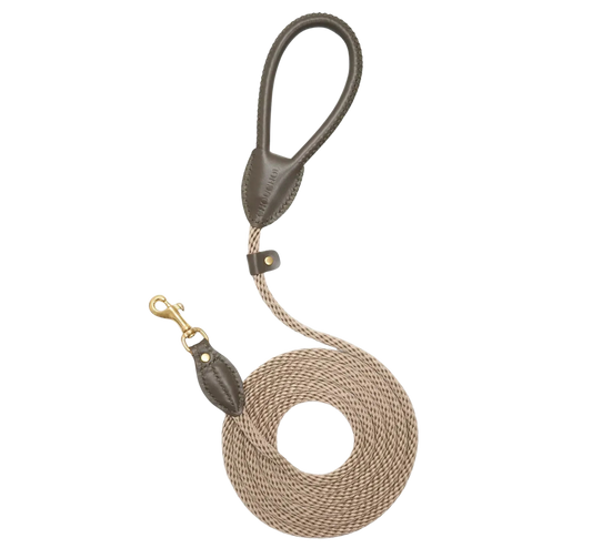 Smycz "Classy" kolor oliwa z beżową liną