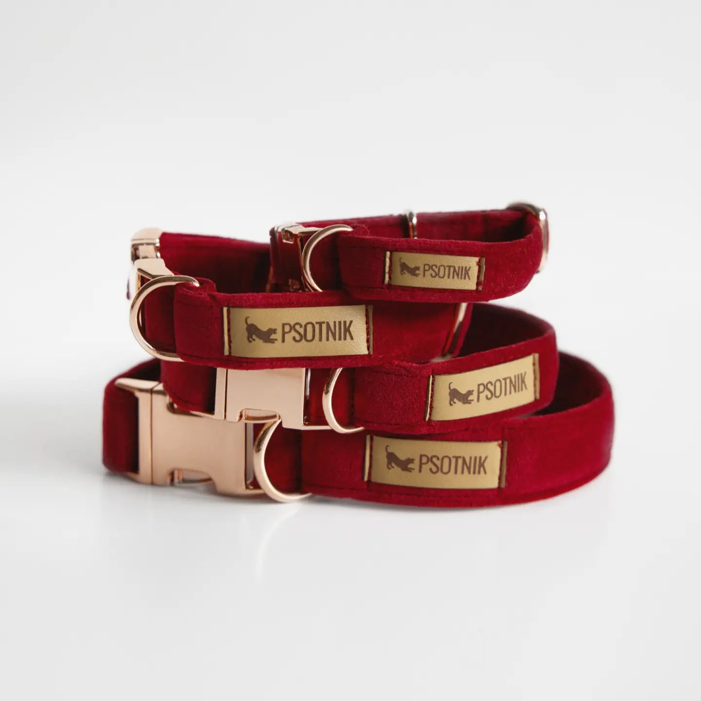 Obroża z klamrą Psotnik bordo Psotnik