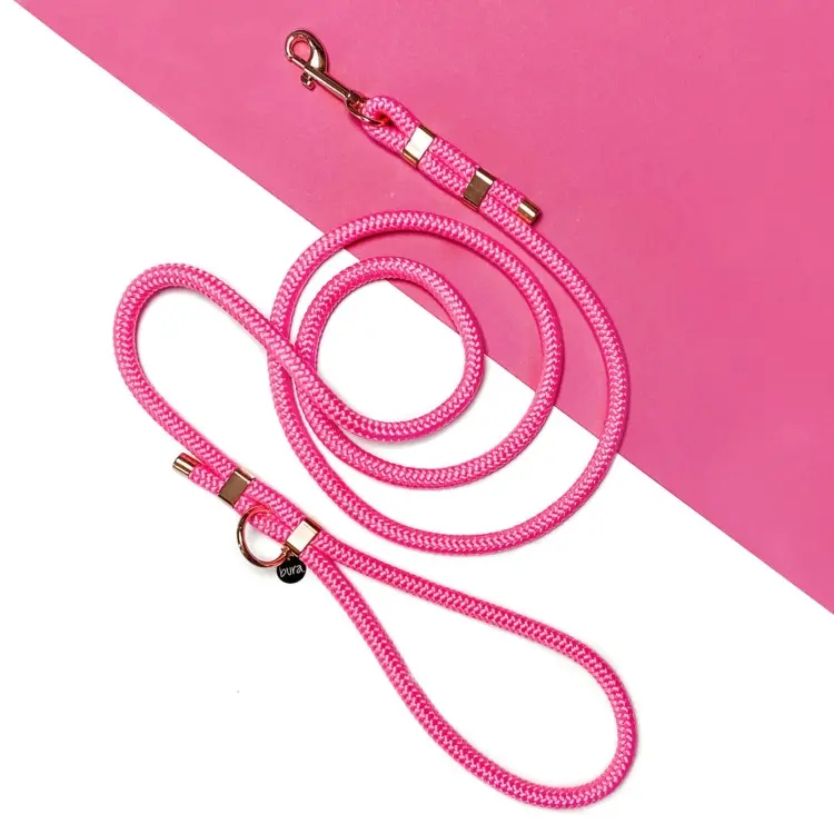 Smycz miejska linowa dla psa, różowy / Pies&love BURA
