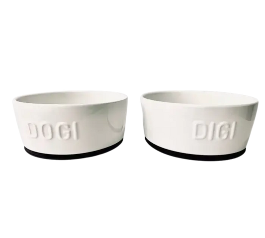 Miska dla psa biała ø18 cm z imieniem psa DOGIDIGI