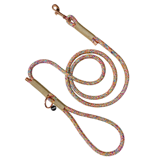 Smycz miejska linowa dla psa, beżowy mix  / Psiutti frutti BURA