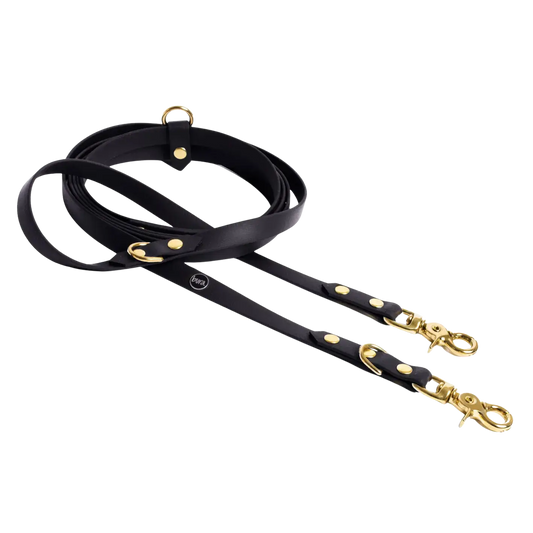 Smycz przepinana multifunkcyjna z Biothane dla psa, czarny / COCO Psianel BURA