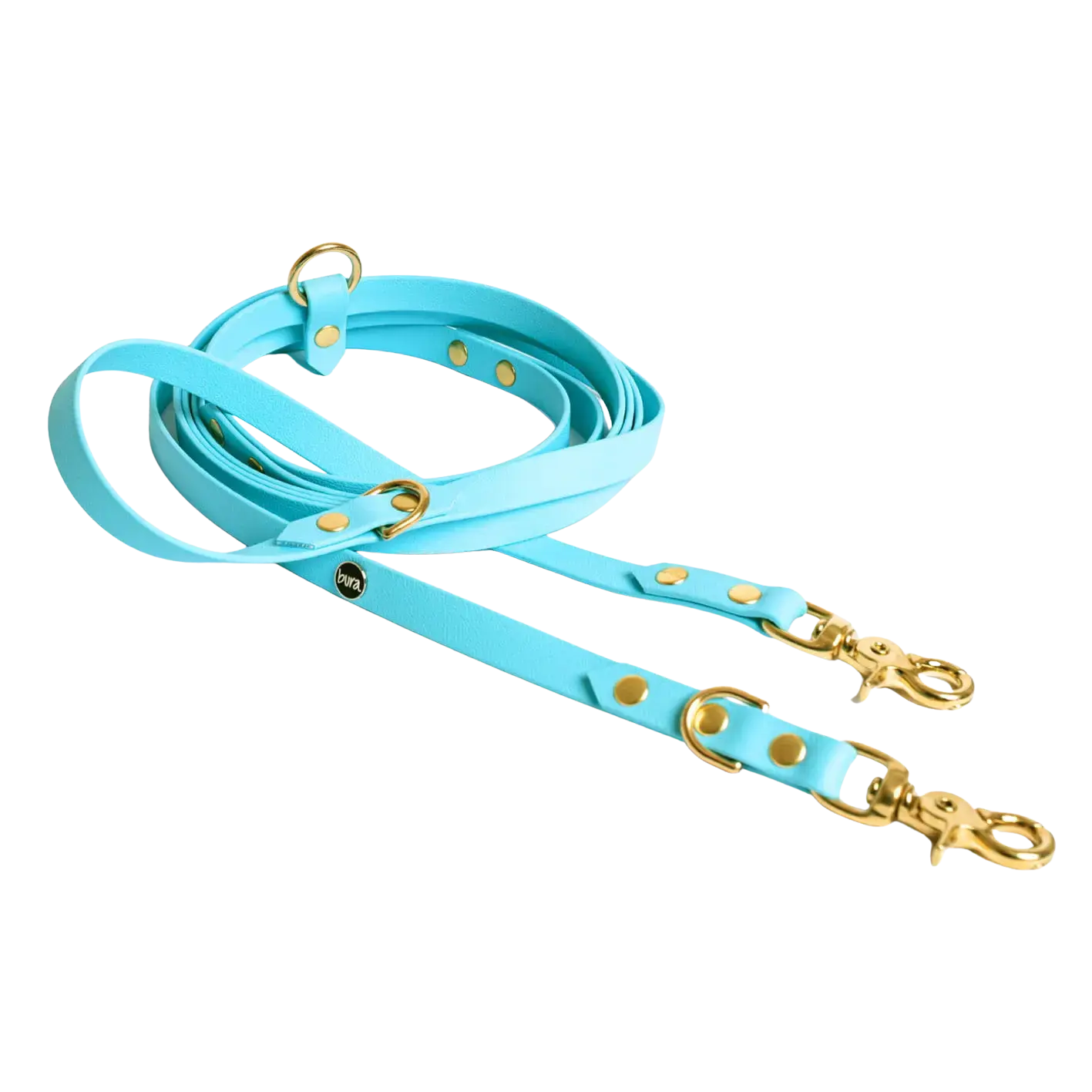 Smycz przepinana multifunkcyjna z Biothane dla psa, błekit / I'm buldog... BURA