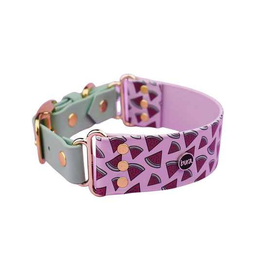 Szeroka obroża na sprzączkę, Arbuziki / lilia BURA