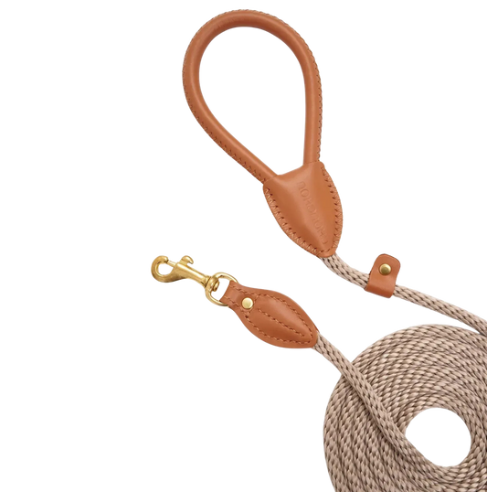 Smycz "Classy" kolor jasnobrązowy z beżową liną