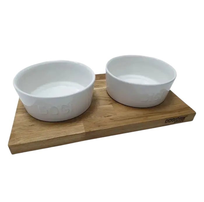 Bufet dla psa z miskami ø18 cm dębowy DOGIDIGI