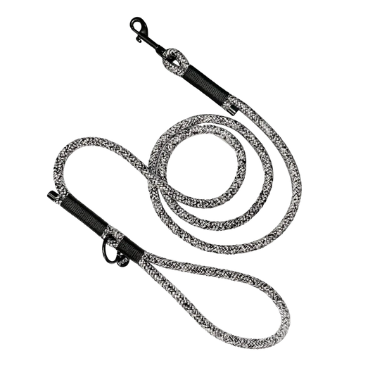 Smycz miejska linowa dla psa, czarny mix  / dog in BLACK BURA