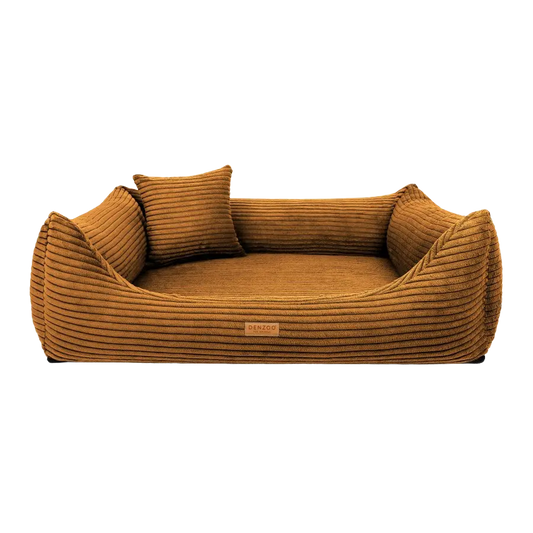 Legowisko dla psa i kota z materacem ortopedycznym musztardowe - RIMINI MUSTARD DENZOO