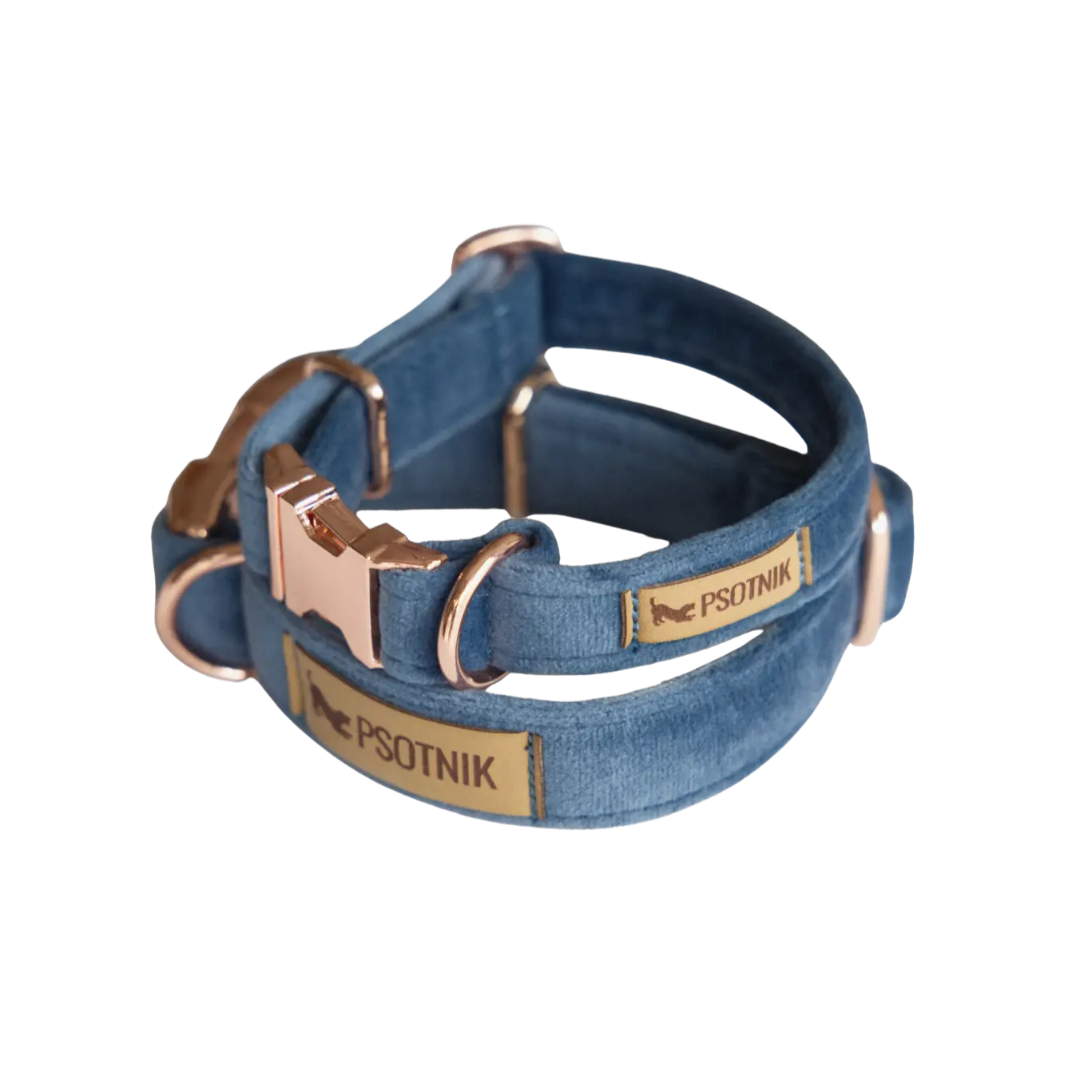 Obroża z klamrą Psotnik niebieska Psotnik