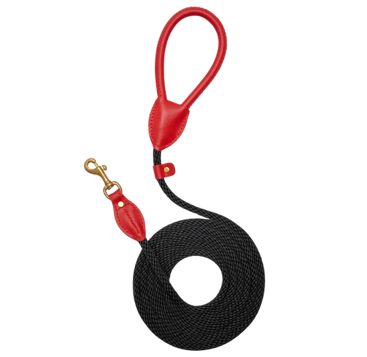 Smycz "Classy" kolor czerwony z czarną liną