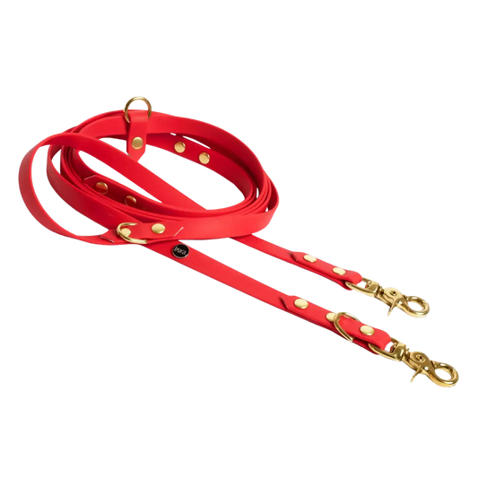 Smycz przepinana multifunkcyjna z Biothane dla psa, czerwony / hot DOG BURA