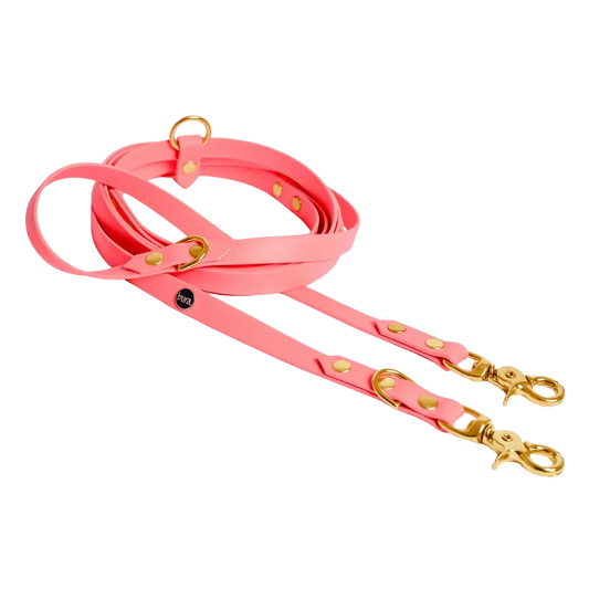 Smycz przepinana multifunkcyjna z Biothane dla psa, koral / Psiutti frutti BURA