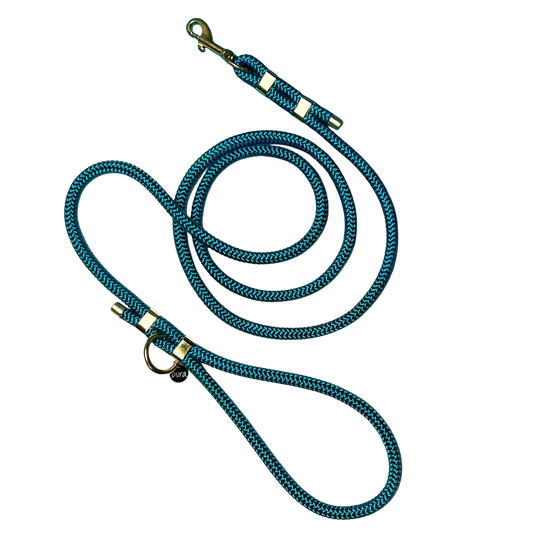 Smycz miejska linowa dla psa, turkus / wilk MORSKI BURA