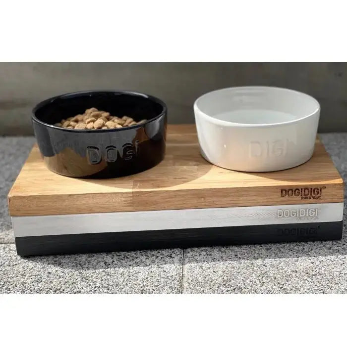 Bufet dla psa z miskami ø18 cm dębowy DOGIDIGI