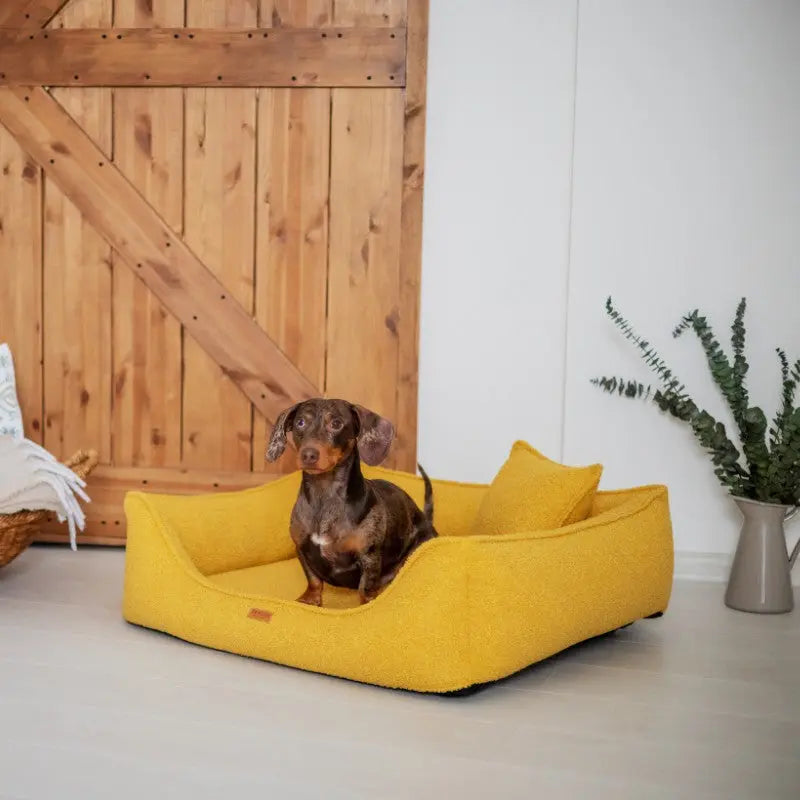 Legowisko premium dla psa i kota ortopedyczne musztardowe - BELLUNO MUSTARD DENZOO