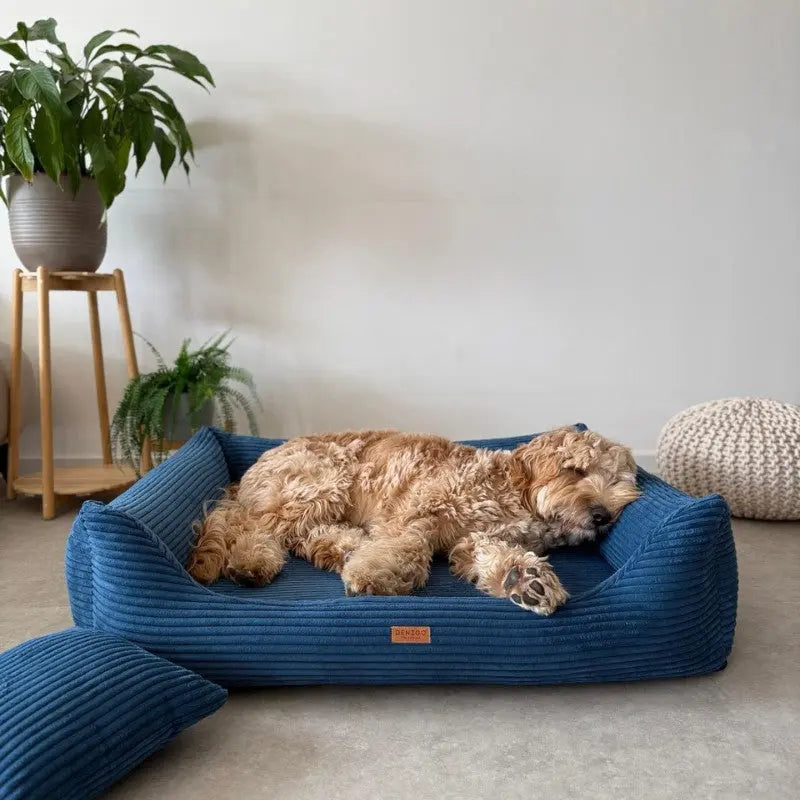 Legowisko dla psa i kota z materacem ortopedycznym granatowe - RIMINI NAVY BLUE DENZOO