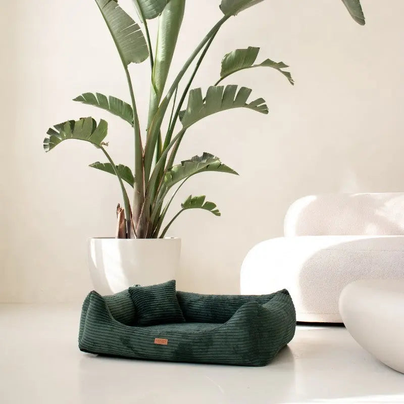 Legowisko dla psa i kota z materacem ortopedycznym butelkowa zieleń - RIMINI BOTTLE-GREEN DENZOO