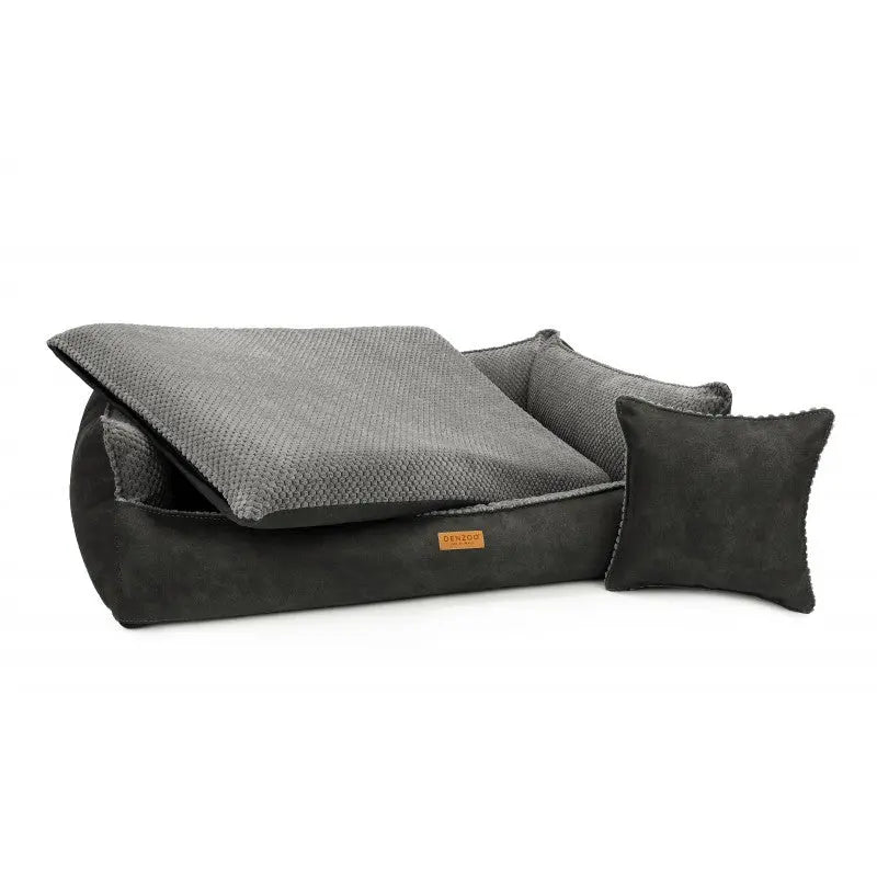 Legowisko dla psa i kota z materacem ortopedycznym ciemno szare - ANCONA DARK GREY DENZOO