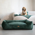 Załaduj obraz do przeglądarki galerii, Legowisko premium dla psa i kota ortopedyczne butelkowa zieleń - MILANO BOTTLE-GREEN DENZOO

