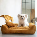 Załaduj obraz do przeglądarki galerii, Legowisko premium dla psa i kota ortopedyczne musztardowe - PALERMO MUSTARD DENZOO
