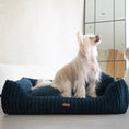 Załaduj obraz do przeglądarki galerii, Legowisko premium dla psa i kota ortopedyczne granatowe - PALERMO NAVY BLUE DENZOO
