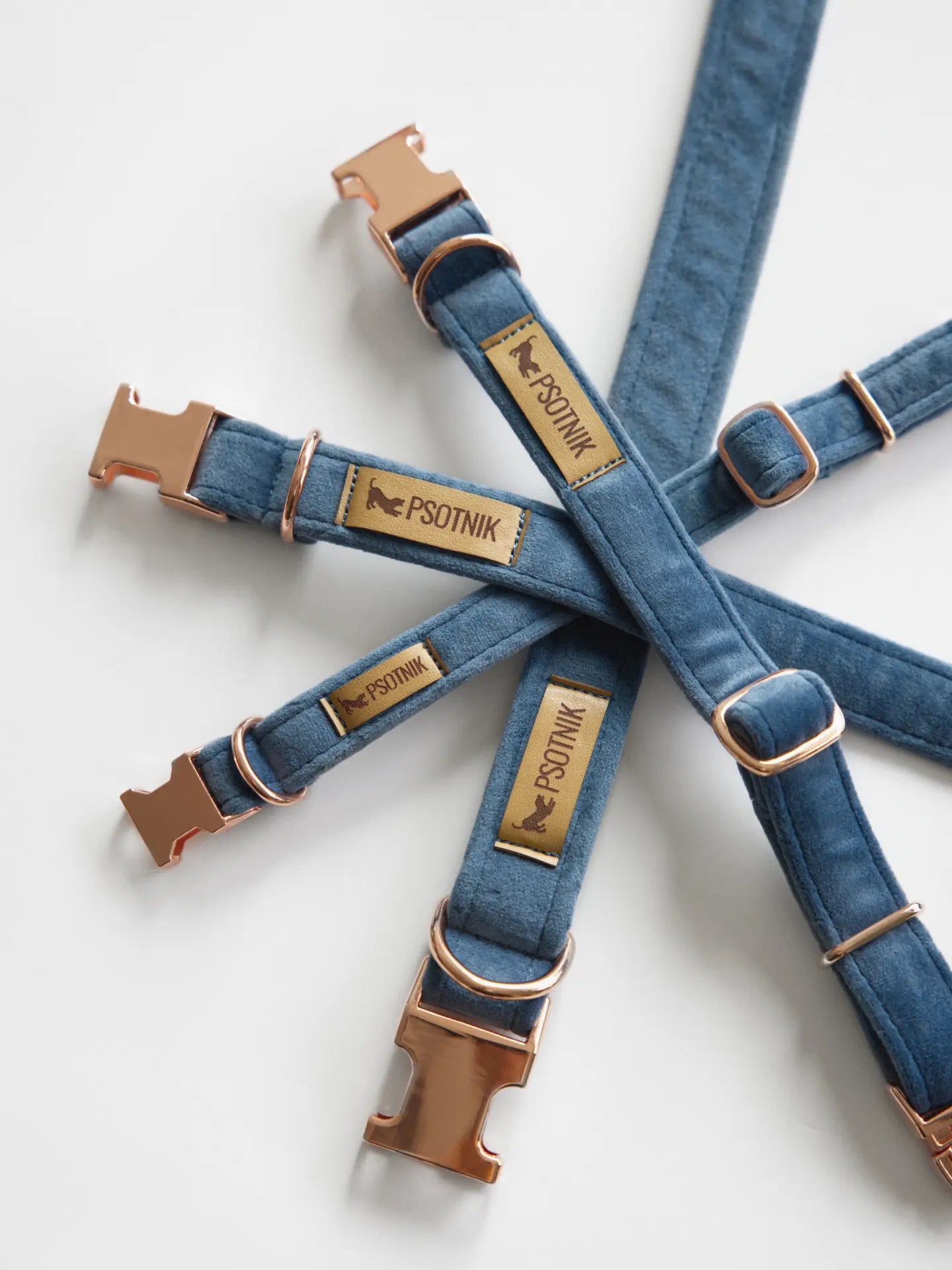 Obroża z klamrą Psotnik niebieska Psotnik