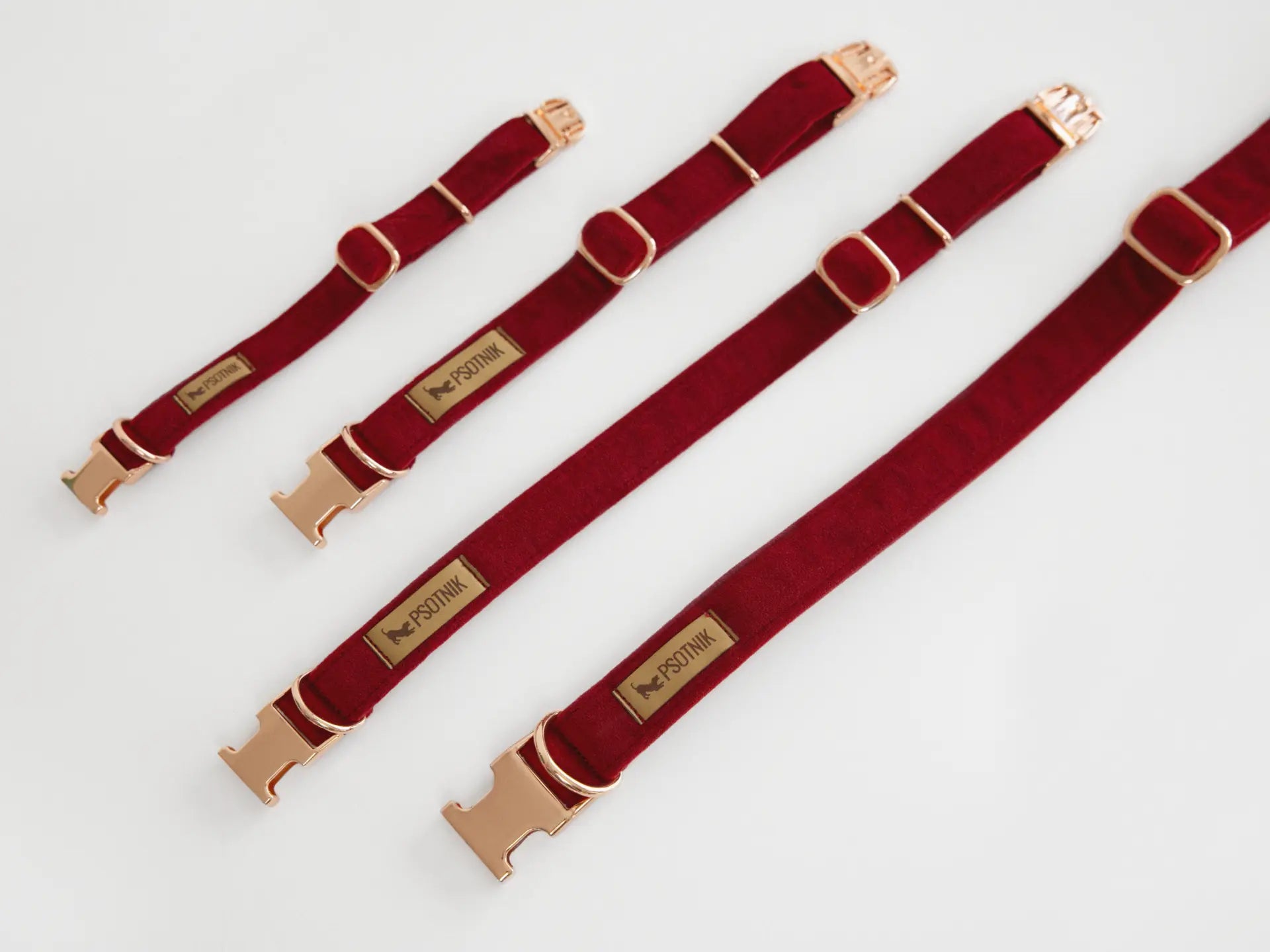 Obroża z klamrą Psotnik bordo Psotnik