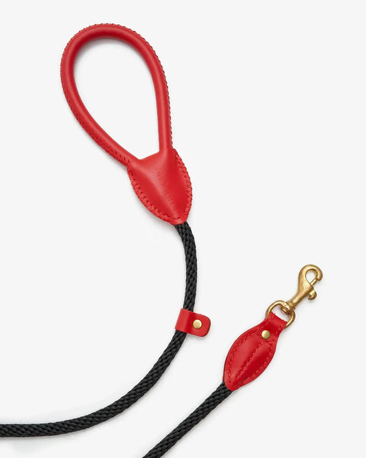Smycz "Classy" kolor czerwony z czarną liną